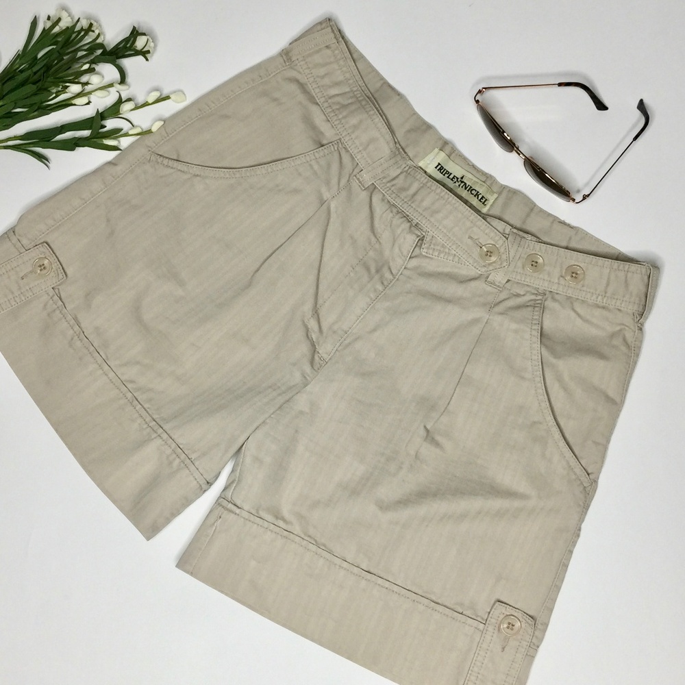 Triple Nickel Cargo Shorts Sz L Tan Walking Hiking